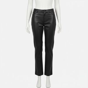 Sleek Black Straight Leg Women's genuine leather pants, size 12